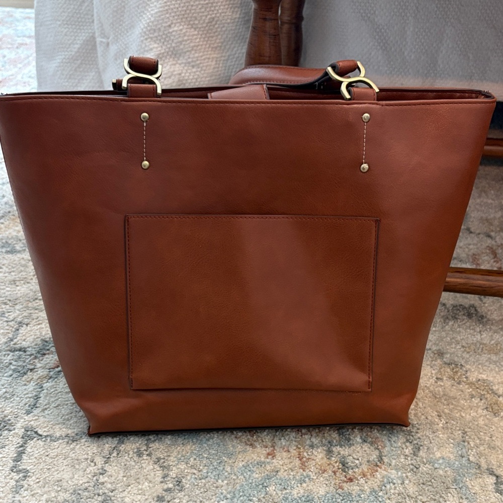 Chic Tan Leather Look Tote Bag